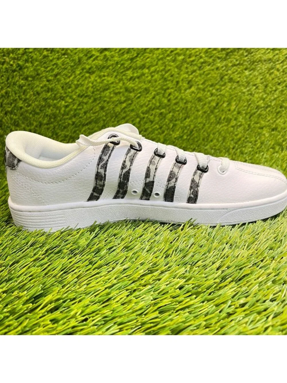K-Swiss Court Pro II Leopard Womens Size 8 White Black Athletic Shoes Sneakers
